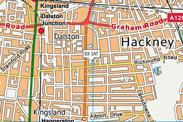 E8 3AT map - OS VectorMap District (Ordnance Survey)