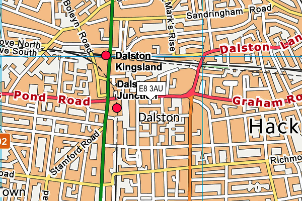 E8 3AU map - OS VectorMap District (Ordnance Survey)