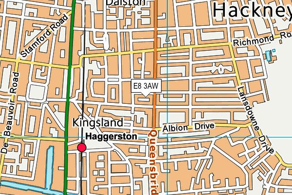 E8 3AW map - OS VectorMap District (Ordnance Survey)