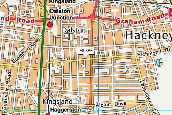 E8 3BF map - OS VectorMap District (Ordnance Survey)