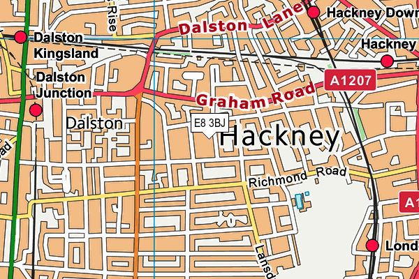 E8 3BJ map - OS VectorMap District (Ordnance Survey)