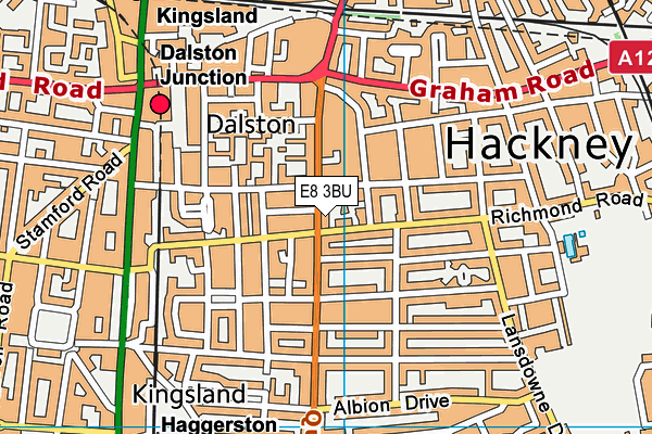 E8 3BU map - OS VectorMap District (Ordnance Survey)