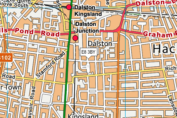 E8 3BY map - OS VectorMap District (Ordnance Survey)