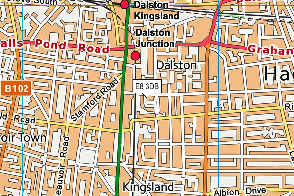 E8 3DB map - OS VectorMap District (Ordnance Survey)