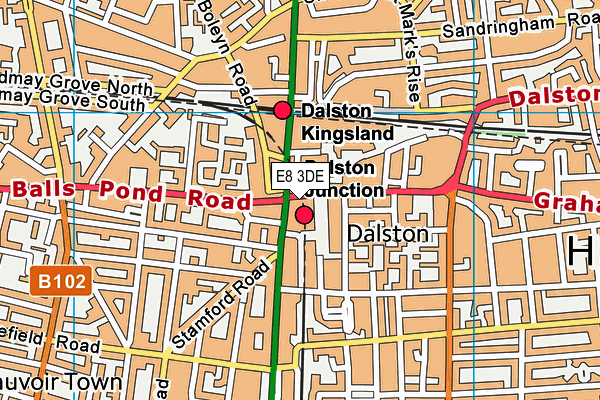 E8 3DE map - OS VectorMap District (Ordnance Survey)