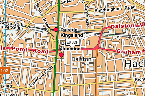 E8 3DF map - OS VectorMap District (Ordnance Survey)