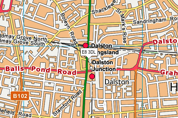 E8 3DL map - OS VectorMap District (Ordnance Survey)