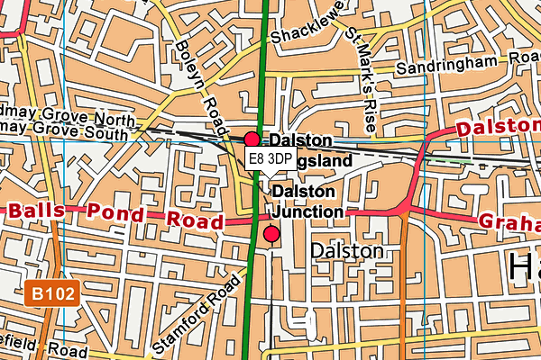 E8 3DP map - OS VectorMap District (Ordnance Survey)