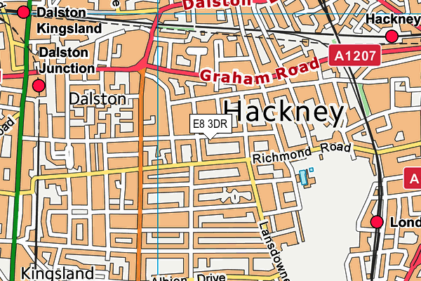 E8 3DR map - OS VectorMap District (Ordnance Survey)