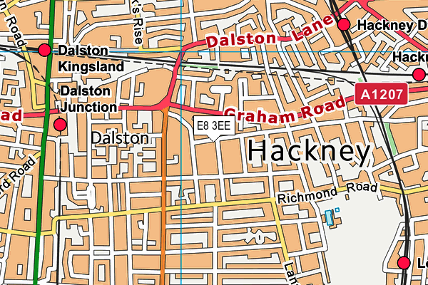 E8 3EE map - OS VectorMap District (Ordnance Survey)