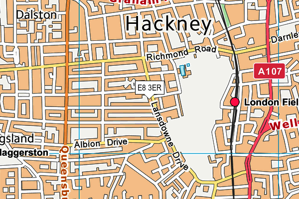 E8 3ER map - OS VectorMap District (Ordnance Survey)