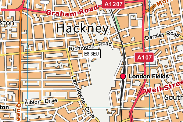 London Fields map (E8 3EU) - OS VectorMap District (Ordnance Survey)