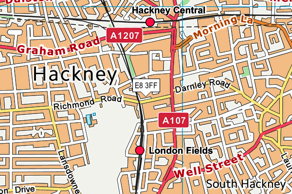 E8 3FF map - OS VectorMap District (Ordnance Survey)