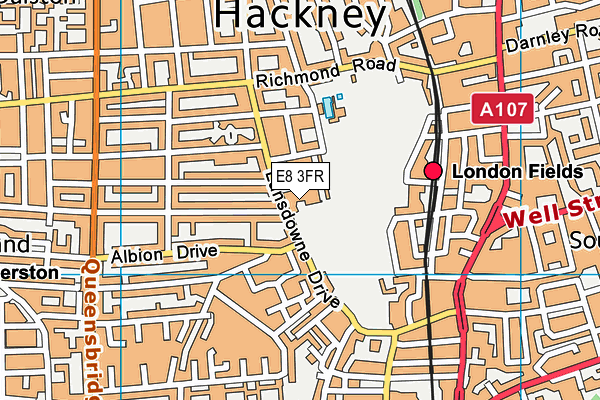 E8 3FR map - OS VectorMap District (Ordnance Survey)