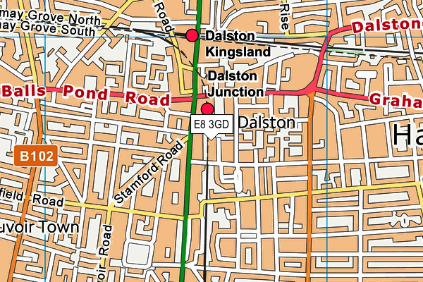 E8 3GD map - OS VectorMap District (Ordnance Survey)