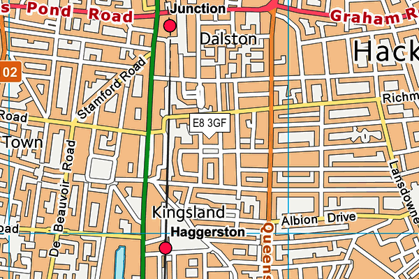 E8 3GF map - OS VectorMap District (Ordnance Survey)