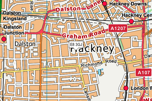 E8 3GJ map - OS VectorMap District (Ordnance Survey)