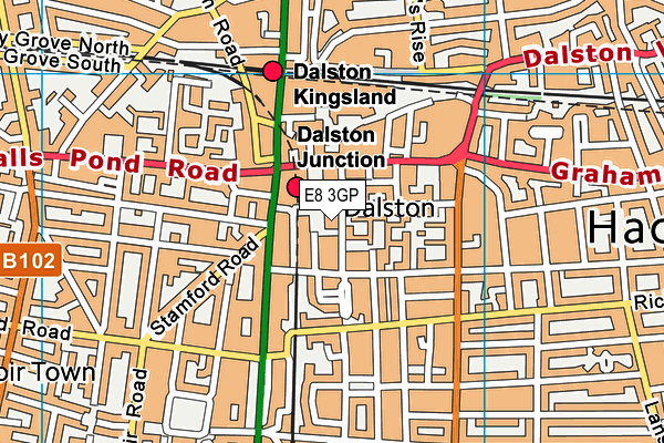 E8 3GP map - OS VectorMap District (Ordnance Survey)