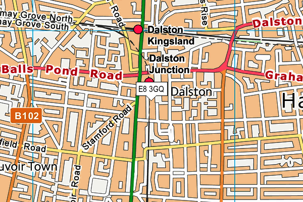 E8 3GQ map - OS VectorMap District (Ordnance Survey)