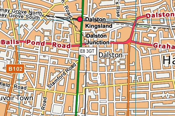 E8 3GT map - OS VectorMap District (Ordnance Survey)