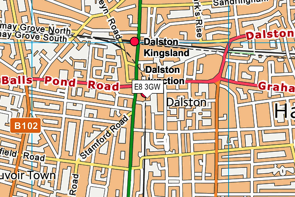 E8 3GW map - OS VectorMap District (Ordnance Survey)