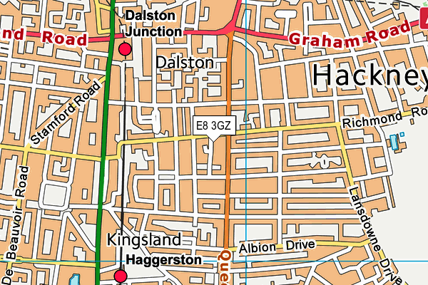 E8 3GZ map - OS VectorMap District (Ordnance Survey)