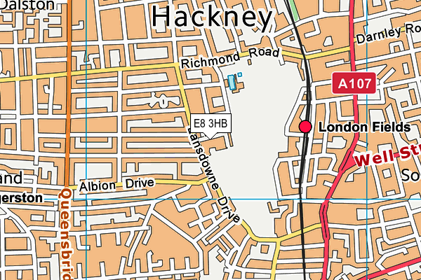 E8 3HB map - OS VectorMap District (Ordnance Survey)
