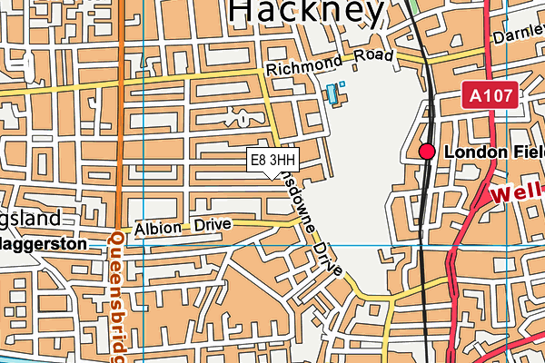 E8 3HH map - OS VectorMap District (Ordnance Survey)