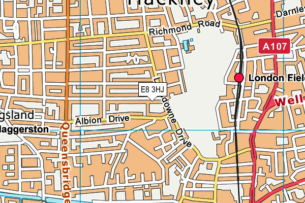 E8 3HJ map - OS VectorMap District (Ordnance Survey)