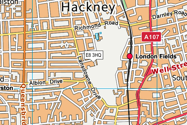 E8 3HQ map - OS VectorMap District (Ordnance Survey)