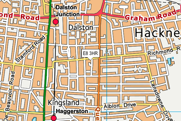 E8 3HR map - OS VectorMap District (Ordnance Survey)