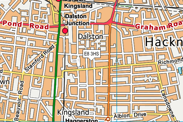 E8 3HS map - OS VectorMap District (Ordnance Survey)