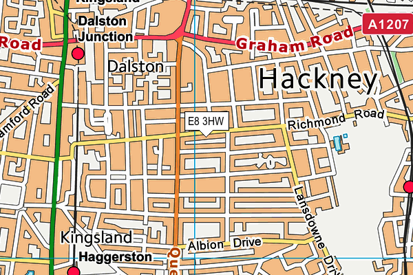 E8 3HW map - OS VectorMap District (Ordnance Survey)