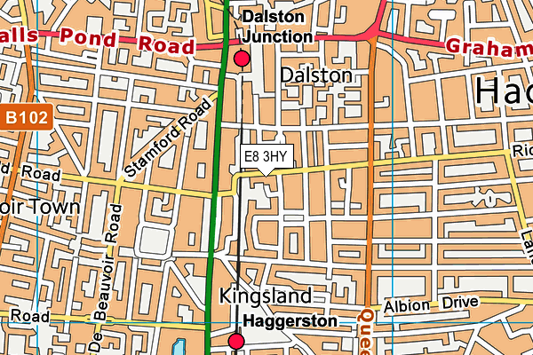 E8 3HY map - OS VectorMap District (Ordnance Survey)