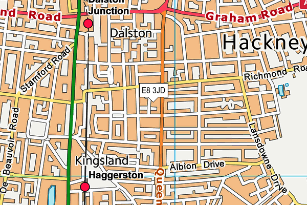 E8 3JD map - OS VectorMap District (Ordnance Survey)