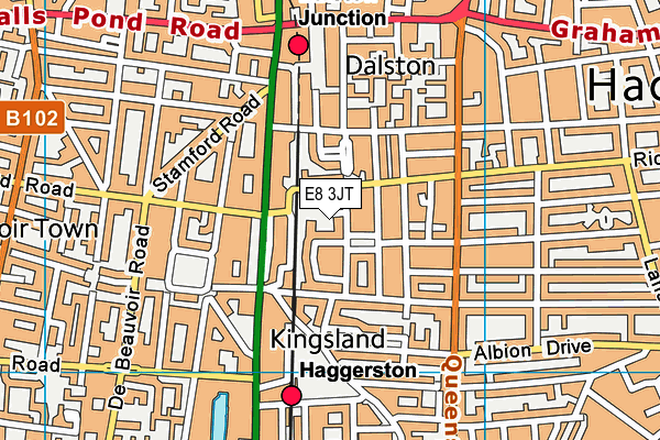 E8 3JT map - OS VectorMap District (Ordnance Survey)