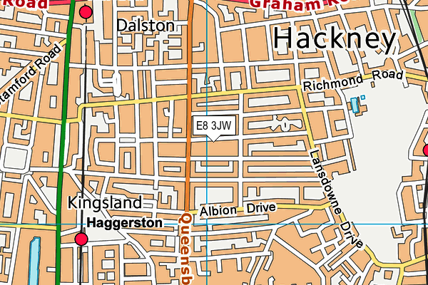 E8 3JW map - OS VectorMap District (Ordnance Survey)