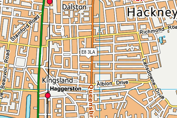 E8 3LA map - OS VectorMap District (Ordnance Survey)