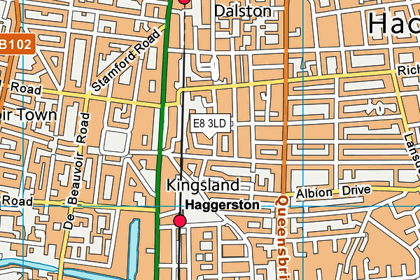 E8 3LD map - OS VectorMap District (Ordnance Survey)