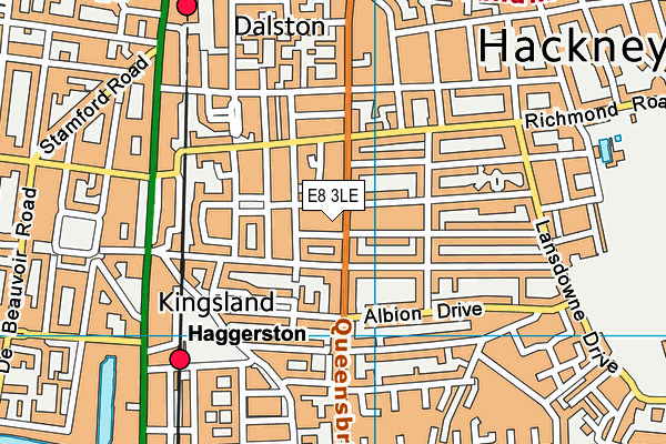 E8 3LE map - OS VectorMap District (Ordnance Survey)
