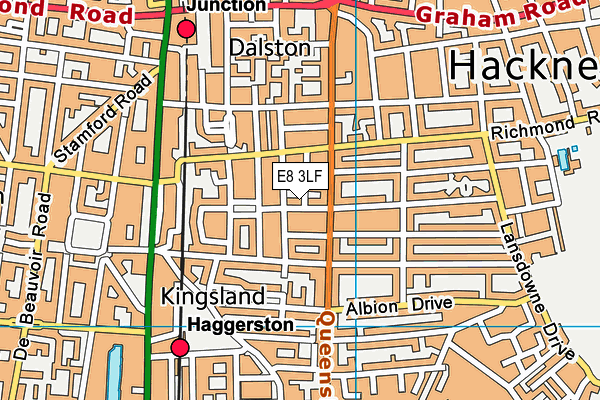 E8 3LF map - OS VectorMap District (Ordnance Survey)