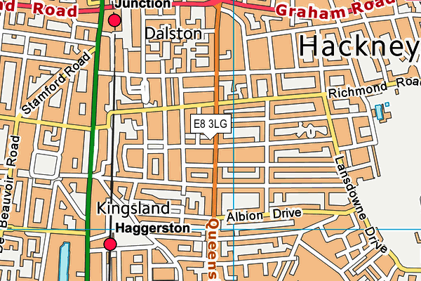 E8 3LG map - OS VectorMap District (Ordnance Survey)