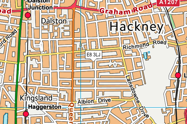 E8 3LJ map - OS VectorMap District (Ordnance Survey)