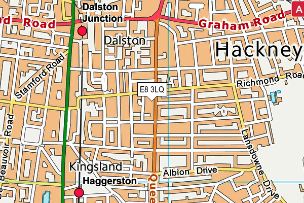 E8 3LQ map - OS VectorMap District (Ordnance Survey)