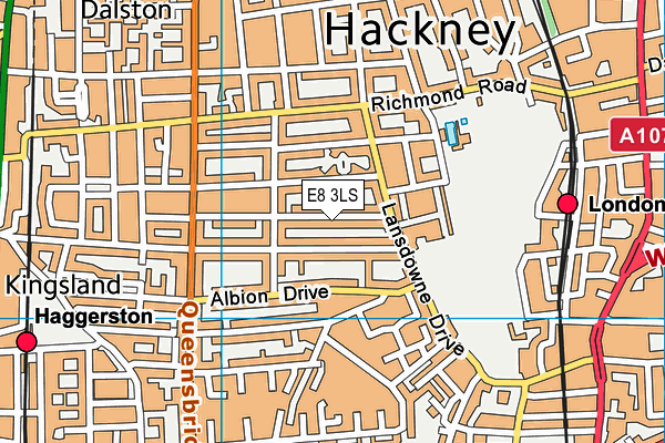 E8 3LS map - OS VectorMap District (Ordnance Survey)