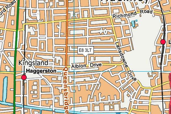 E8 3LT map - OS VectorMap District (Ordnance Survey)