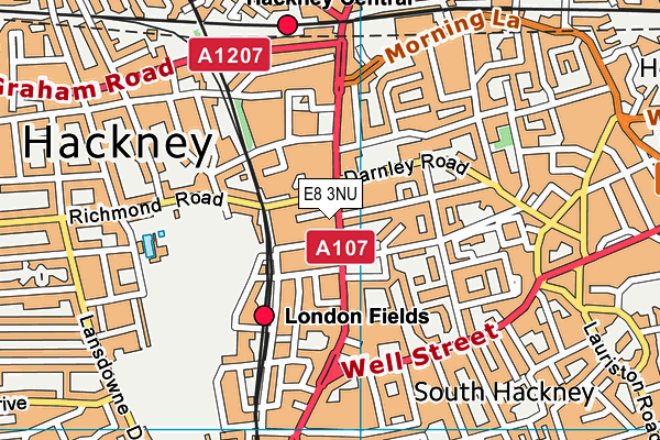 E8 3NU map - OS VectorMap District (Ordnance Survey)