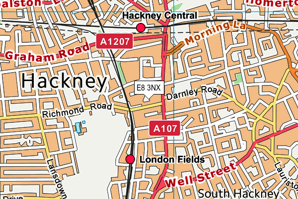 E8 3NX map - OS VectorMap District (Ordnance Survey)