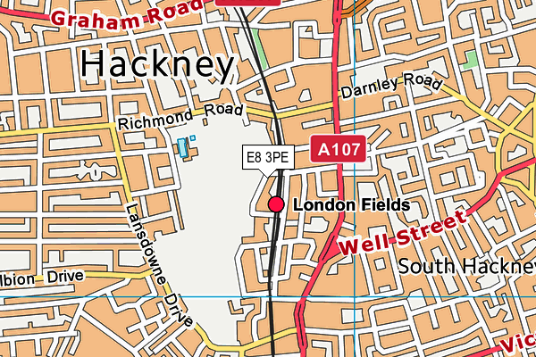 E8 3PE map - OS VectorMap District (Ordnance Survey)