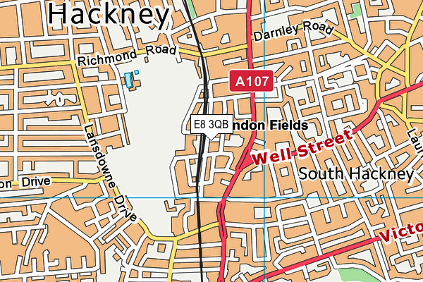 E8 3QB map - OS VectorMap District (Ordnance Survey)